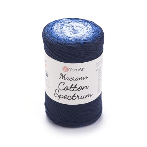 YarnArt Macrame Cotton Spectrum – 80% Cotton Multicolor Cord – 8.8 oz (250g), 246 yds (225m) – Colorful Rope for Knots, Weaving, DIY Crafts – Worsted Weight Aran (4) (1316)