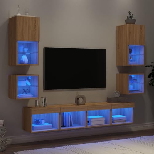 Genérico Muebles TV Pared con 8 pzas Madera ingeniería Roble Sonoma,Muebles TV-3216592