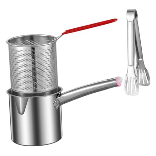 GLEAVI 1 Set Stainless Steel Deep Fryer Pot Multi Purpose Kitchen Frying Pan for Fried Foods Heating Milk and More Compact Design with Easy to Clean Surface Portable Fryer for Home Use