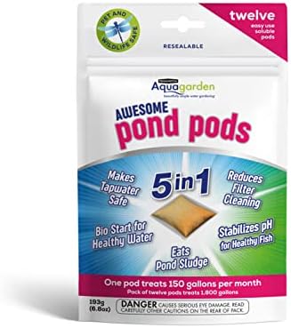 Pennington Aquagarden Awesome Pond Pods, Eats Pond Sludge, Makes Tapwater Safe, Reduces Filter Cleaning - 12 Pack