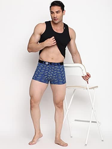 Image of COLORS Rupa Frontline Men's Printed Mini Trunks | Soft-Touch Cotton Stretch | Snug Fit | Breathable Fabric | Pack of 1-90 Cm, Blue