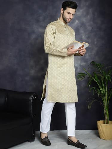 Image of Jompers Silk Men's Regular Fit Woven Design Kurtas