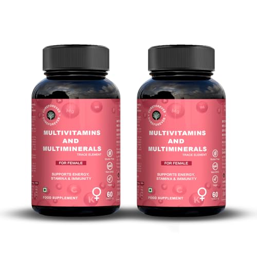Image of CUREFOREVER Multivitamin Tablets for Women with Vitamin C, Zinc & Biotin | Complete Multivitamin for Women's Wellness | Supports Energy, Bone Health, Skin & Immunity - 120 Tablets