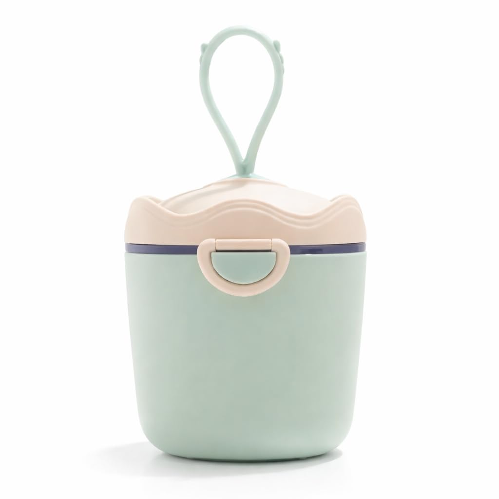 Food Grade Plastic Milk Powder Container | Baby Food Container with Spoon | Anti-Leak Milk Powder Dispenser Container | BPA Free | Travel Friendly - 300ml (Green)-image-5