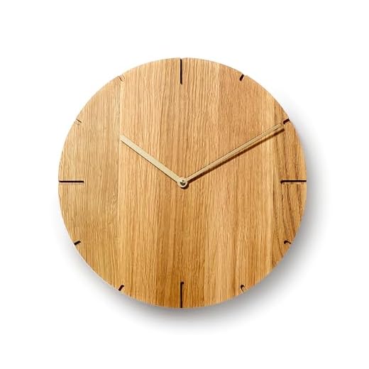 Natuhr Wanduhr Eiche geölt Holz Solide Massivholz, geräuscharmes U.T.S. Uhrwerk, puristisch, modern, Made in Germany (Goldene Zeiger)