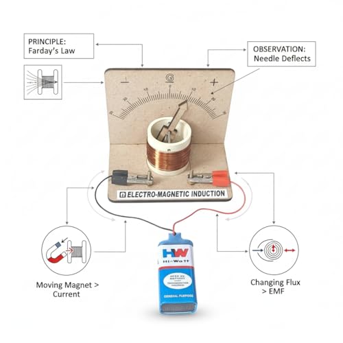 Image of ERH India Class 12 Physics Lab DIY Experiment Kit - Faraday's Law of Electromagnetic Induction Galvanometer Mini Science Project Working Model for School Kids