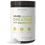 HMB Creatine Leucine Powder - 5g Creatine Monohydrate, 3g HMB Supplement, 3g L-Leucine - Vitamin D3, Vegan Lemonade Flavor, Muscle & Strength Support - 30 Servings