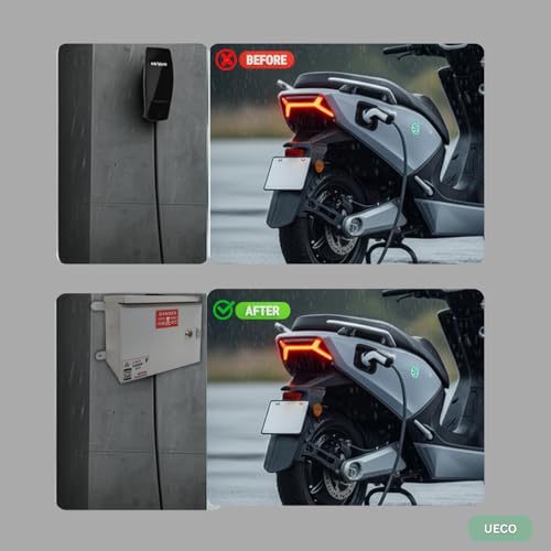 Image of EV Charger Box 15 inchx9.5 inchx8 inch - Weatherproof Lockable Metal Enclosure with MCB, Suitable for All Electric Two-Wheeler Brands, for Home & Commercial Use