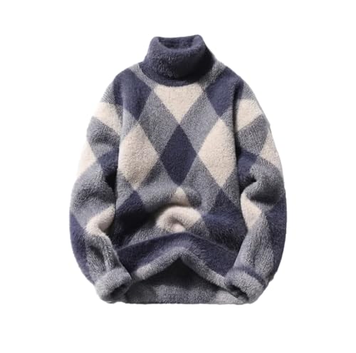 Men's Winter Thicken Warm High Collar Knitted Pullover Sweaters Korean Style Personalized Casual Sweaters