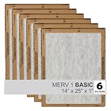 Filtrete 14x25x1 Air Filter, 3M MERV 1 HVAC AC Furnace Filter Replacement, 6-Pack (Actual Size 13.81x24.81x0.88 inches)
