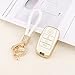 PIFOOG Key Fob Cover for Kia Optima Soul Sportage Sorento Forte Rio Niro Accessories Bling Keychain Soft TPU Car Keys Case Shell 4 Buttons Protector Girly Women Cute White Gold
