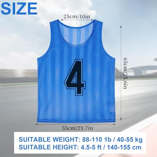 12 Pack Team Sports Pinnies Scrimmage Vest Soccer Training Vest Mesh Football Bibs for Adult, Reversible Numbered Practice Vest Pennies for Basketball Volleyball - Blue & Red - Image 3