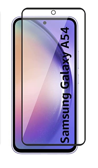Image of ZARALA Tempered Glass Screen Protector Compatible for Samsung Galaxy A54 (Black) with Edge to Edge Coverage and Easy Installation kit