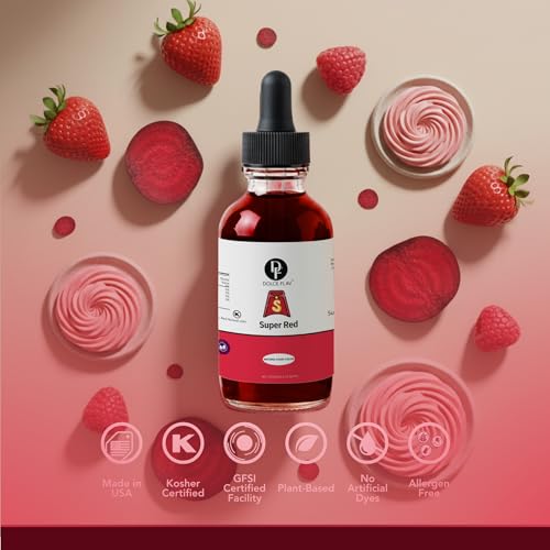 Image of Dolce Flav Natural Super Red Food Coloring - Water-Soluble, Plant-Based, Vibrant Red Color for Baking, Drinks, Frosting, Jams & More - Easy Mix, Concentrated Formula (0.5-2% Use Rate)