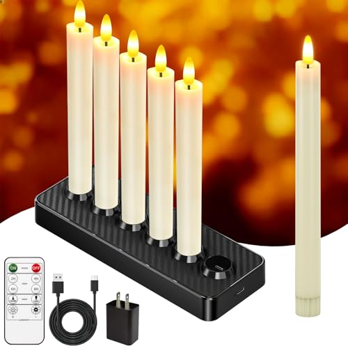 HL Rechargeable Flameless Taper Candles with Charging Base