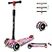 Produktbild Youfen Kinder Roller Scooter - Kinderscooter für Mädchen und Jungen 2 Jahren, Premium Blinkenden LED Räder Kickscooter Dreiräder mit 3 Höhenverstellbare und Faltbar Lenker (Rosa)