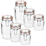 MamboCat 6er Set Odin Einmachgläser mit Bügelverschluss I je 2X 1,5L, 1L & 0,75L I Vorratsgläser mit Drahtbügelverschluss & Dichtring I luftdicht I zum Einmachen & Einkochen