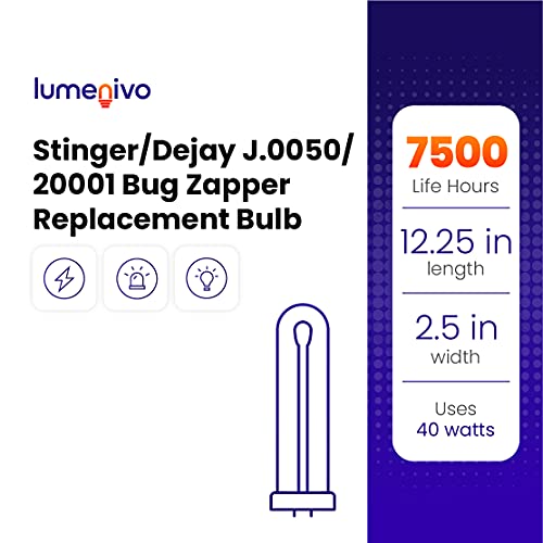 Bug Zapper Replacement Bulbs For Stinger/Dejay J.0050/20001 By Lumenivo - 40 Watt Stinger Bug Zapper Replacement Bulb - G10Q-4 Square 4 Pin Base - T8 U Shape Bulb - 1 Bulb #TOP6