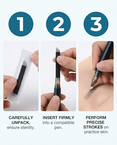 CATZUM Microblading Nadeln 20 Stück – 18-Pin Schrägklingen, sterile Einweg-Mikroklingen für präzises Permanent Make-up (PMU) Augenbrauen & Lippen.