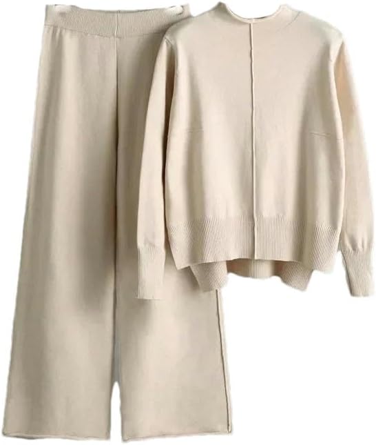 Women's Casual Two Piece Knitted Tracksuit Sets Winter Cashmere Warm Turtleneck Sweater Harem Pant 2 Piece Warm Set