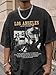 Pairxily Oversized Graphic Tshirts for Men Acid Wash Los Angeles Vintage Tees Streetwear Baggy Cotton Shirts Casual Tops(Black,M)