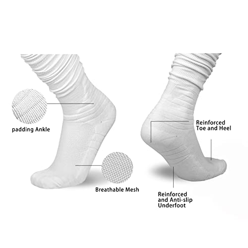 YYXR Football Socks Non Slip Extra Long Football Socks Men White Soccer Socks Knee High Scrunchie Athletic Compression Socks4