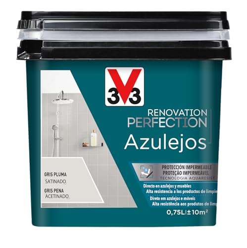 V33 Esmalte Renovation Perfection Azulejos Gris Pluma Satinado 0,75L