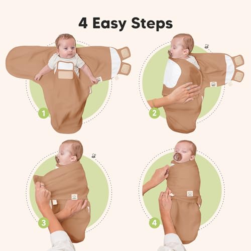 Image of Baby Swaddle Sleep Sacks with Zipper - 3-Pack Swaddles for Newborns 0-3 Months, Infant, Baby Girls, Boys, Soft & Durable Newborn Sleep Sack, Easy Diaper Change Swaddling Blanket (Terracotta, OS)
