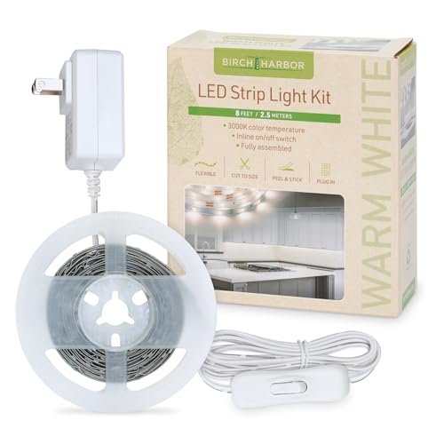 Kit completo de cinta LED blanca cálida 8 ft flexible