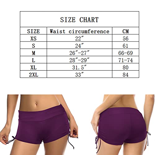 Lejash Classical Women's Swim Boardshorts Beach Bikini Bottoms With Adjustable Ties(Fuchsia,Xl) #TOP3