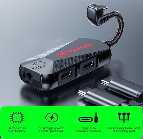 USB-C 3-in-1 Audio Charging Adapter, Supports 60W PD Fast Charging, High Fidelity 32bit Audio Output, Compatible with iPhone 16/15 Pro Max/Samsung/iPad Pro/Air(GS1-USBC 90°) - Thumbnail 2