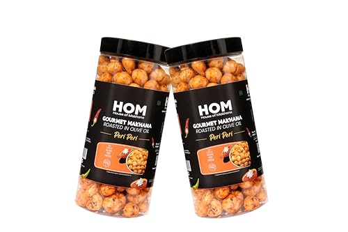 Image of H O M House Of Makhana 130g Peri Peri Gourmet Makhana Jar Roasted in Olive Oil, Flavored Makhana Pack of 2 (65gX2)