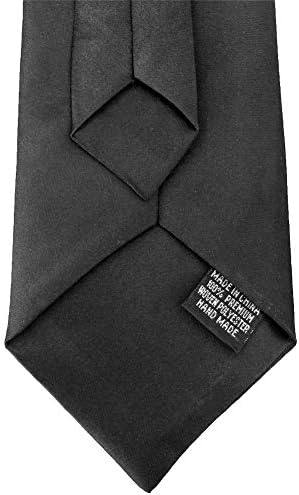 Lansonee Black Men Plain Satin Plain Black Clip On Tie Funeral Business