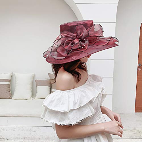 Sombrero Mujer Ala Ancha Organza Verano Plegable Playa miniatura 5