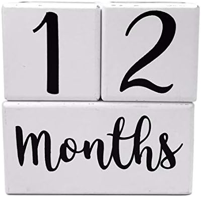 Baby Milestone Blocks, Baby Monthly Milestone Blocks, Baby Age Months Wood Photo Prop Wooden Number Month Block for Babies Pictures, Gender Neutral Boy or Girl Shower Gift, Infant Registry Gifts