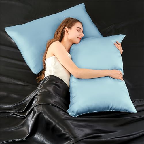 Image of INFIIXSO Silk Pillowcase Light Blue 2PC 20 inchx30 inch