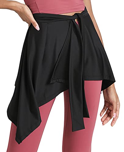 Zerlar Tennis Skirts for Women Lace-Up Skirts Strap One Piece Tennis Yoga Ballet Jogging Skirts Black