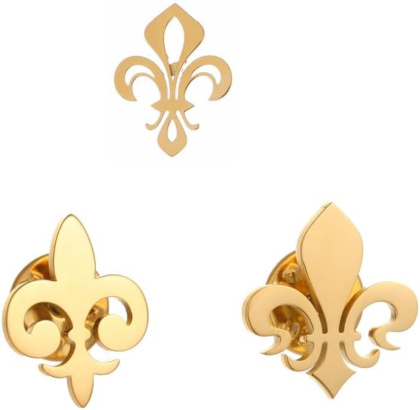 Stainless Steel Fleur De Lis Lapel Pin Design Brooch Men Shirt Suit Collar Badge Pins Vintage Religious Jewelry