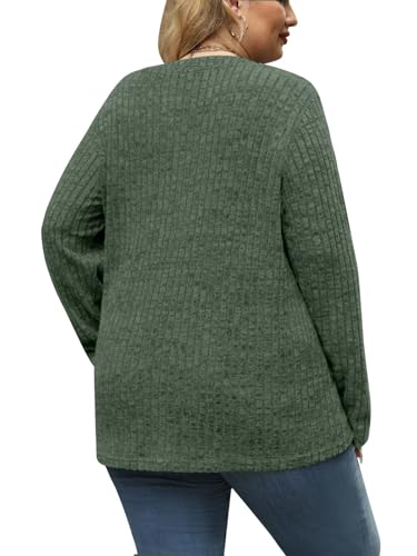 Plus Size Tops for Women Long Sleeve V Neck Button Down Shirts Casual Loose Tunic Sweaters Fall Winter Outfits L-4XL4