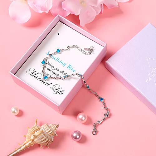 Something Blue Bride Anklet, Wedding Gift for Bride, Bridal Shower Gift, Gift Box Packaged (Blue Anklet) - Image 4