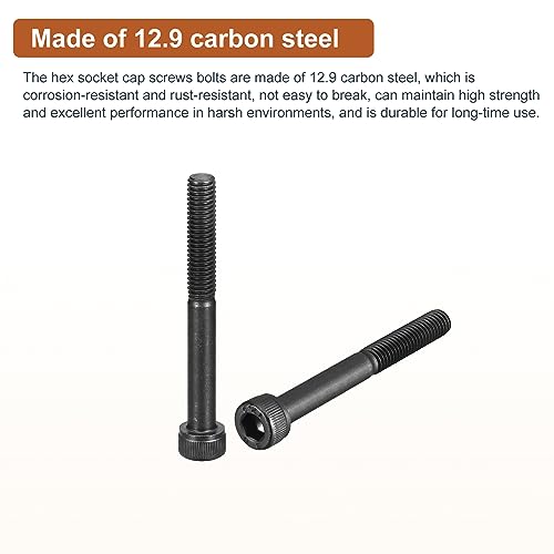 DTGN M6x55mm Socket Head Cap Screws Bolts, 20Pcs 12.9 Grade Alloy Steel, Metric Machine Hex Socket Screw, Hex Drive - Image 3