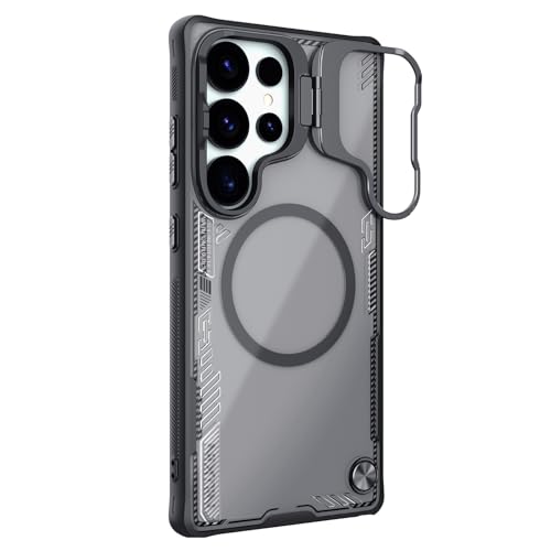Image of Nillkin Case for Samsung Galaxy S25 Ultra (6.8 inch Inch) Iceblade Prop Frame Camera Visible Case Mag Safe Magnetic Corner Air Bags + Aluminium Protect Stand Scratch & dust Proof Black