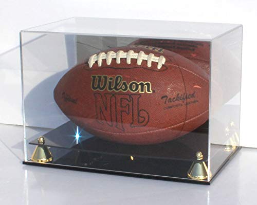 DisplayGifts UV Protection Football Display Case Holder Stand with Mirrored Backing