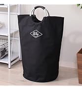 不二貿易 ランドリーバスケット アウトドアバッグ おもちゃ収納 洗濯かご 折りたたみ可能 取っ手付き ブラック 40515