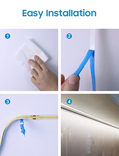 Tlinkosta Led Strip Lights White, 16.4Ft Dimmable Smart Led Light Strip Work With Alexa, 24V, 1600Leds, 6500K Cob Led Lights For Bedroom #TOP4