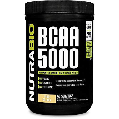 NutraBio BCAA 5000 Powder - 60 Servings (Pina Colada)