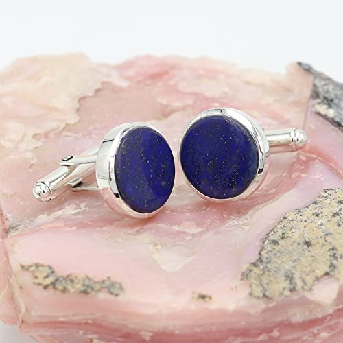 Lapis Lazuli Cufflinks, Sterling Silver Cufflinks, Groomsmen Cufflinks, Gemstone Cufflinks For Men, Silver Tuxedo Studs #TOP5