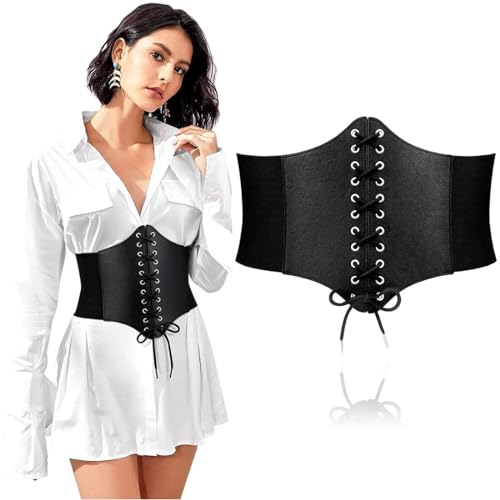 EOUIAV Cinturones Corset de Vestir para Mujer,Cinturón De Corsé para Mujer, Cintura Elástica Ancha Correa de Piel,Cinturón Elástico de Corsé