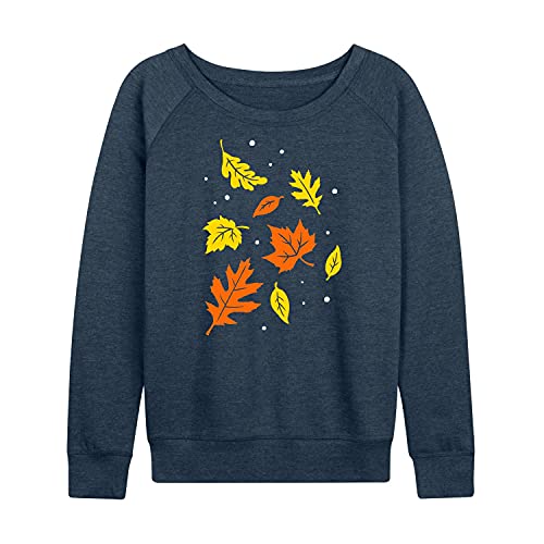 Instant Message - Leaf Pattern - Women's Lightweight French Terry Pullover