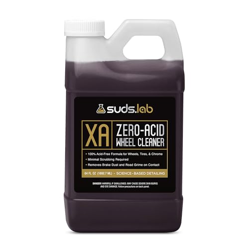 Suds Lab XA Zero-Acid Wheel Cleaner - Cleans Brake Dust and Grime for Car Rims and Tires - Safe on Chrome, Alloy and Aluminum Rims - 64 oz